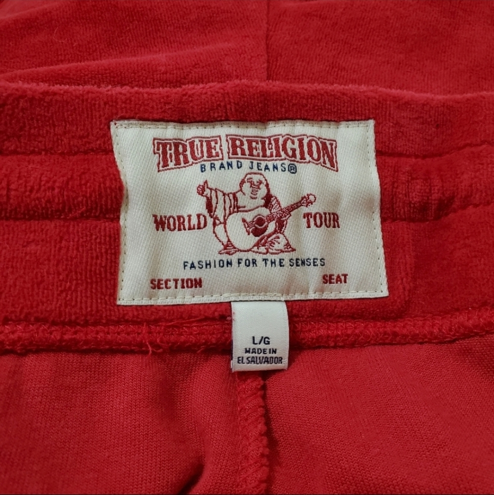 TRUE RELIGION Velour Track Pants Large - Picture 10 of 10